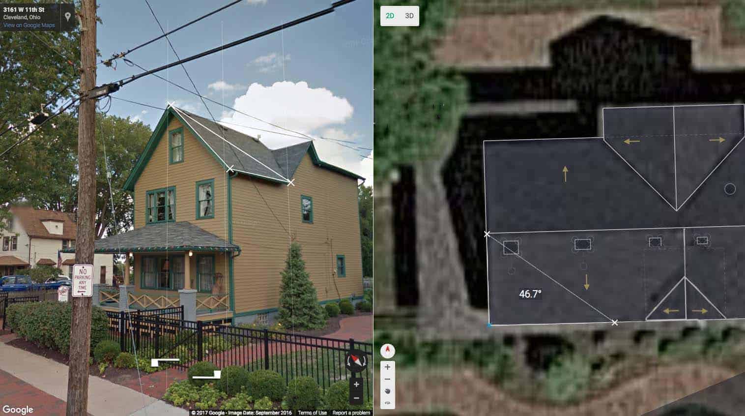 Aurora's 3D Metric Estimation tool uses computer vision to measure the roof pitch